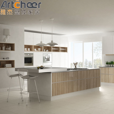 คุณภาพ  Mail Packing Wooden Style Kitchen Cabinet with Island and Cupboard Accessories Made โรงงาน
