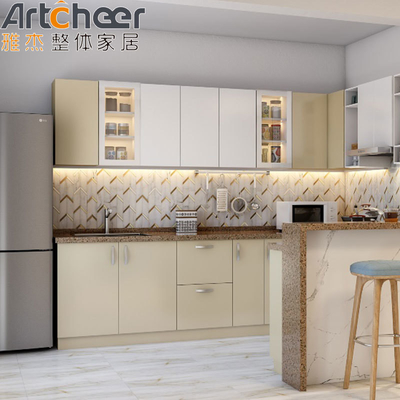 คุณภาพ  Market Oak Frame kitchen cabinet u shape design with Particleboard Door and Organizer โรงงาน