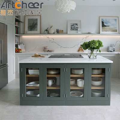 คุณภาพ  Marble Custom Kitchen Islands Center Bar Cabinet with Stone Top and Durable Door Base Cabinets โรงงาน