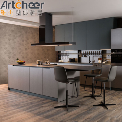 คุณภาพ  Plywood Modern Stylish Ready to Assemble Modular Kitchen Cabinet Furniture in Black โรงงาน
