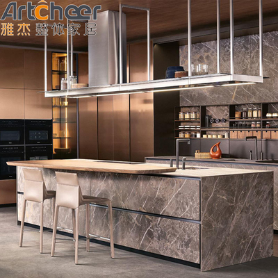 ซื้อ ปรับขนาด ตู้ครัวหรูทนทาน พร้อมประตูกระจกและห้องเก็บของ Lazy Susan การผลิตออนไลน์