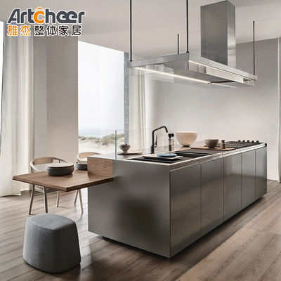 ตู้ครัวที่มีผงหินซินเตอร์ตามสั่ง มาร์บอร์แมท เมลาไมน์ สีเทาเข้ม สีดํา